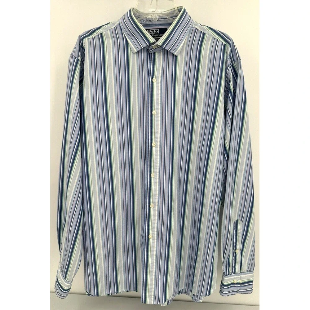 POLO RALPH LAUREN REGENT CLASSIC FIT BUTTON FRONT‎ SHIRT Men's XXL Pastel Stripe